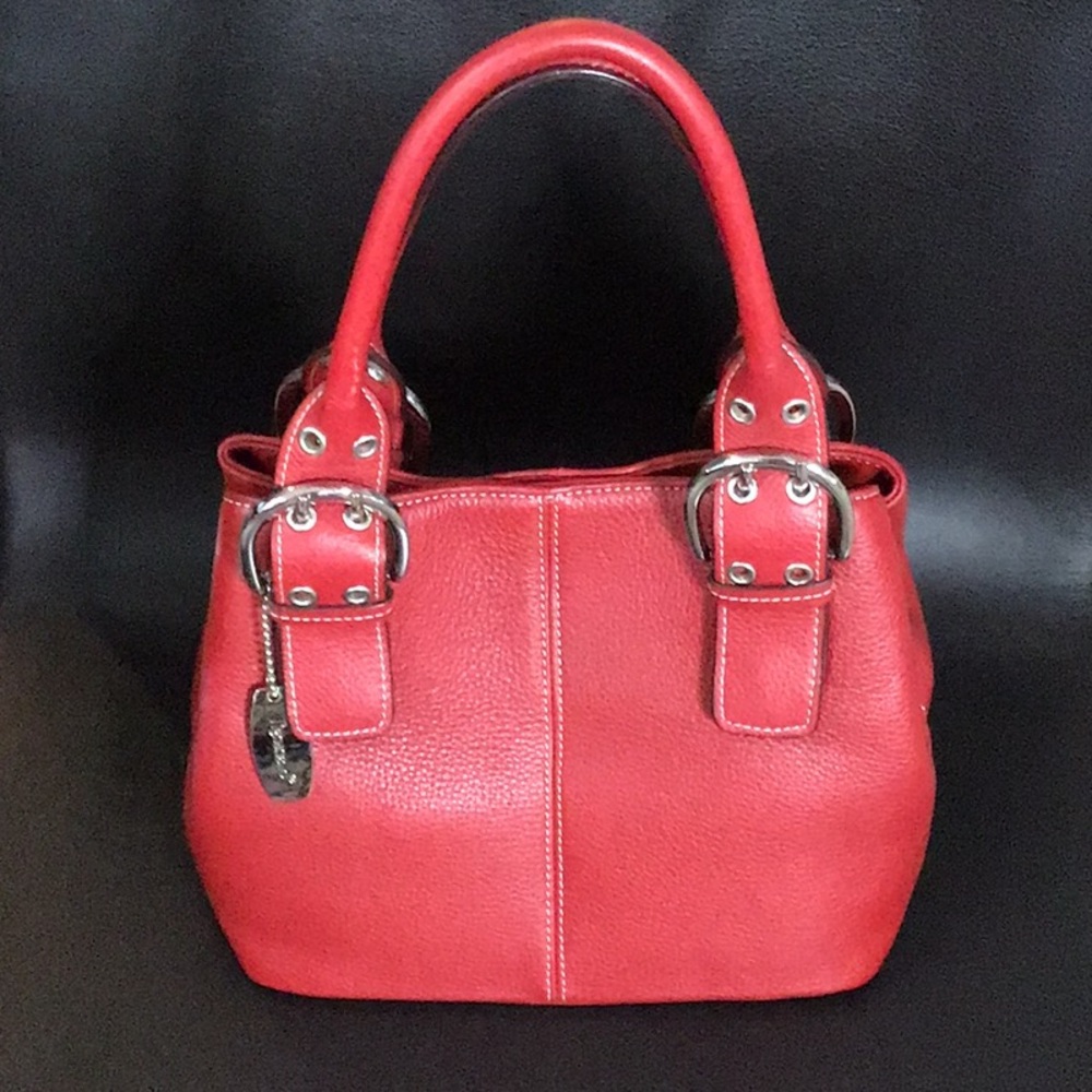 Gorgeous Red Pebble Genuine Leather Tignanello Purse